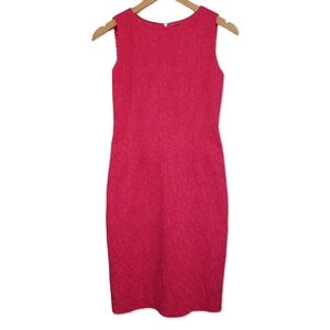 EUC TAHARI Hot Pink Sheath Dress Sleeveless Texture Size 2US